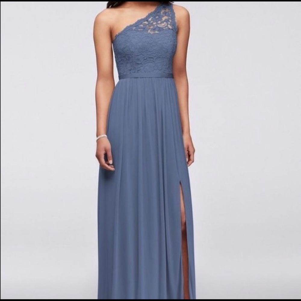 One shoulder lace bridesmaid dress F17063